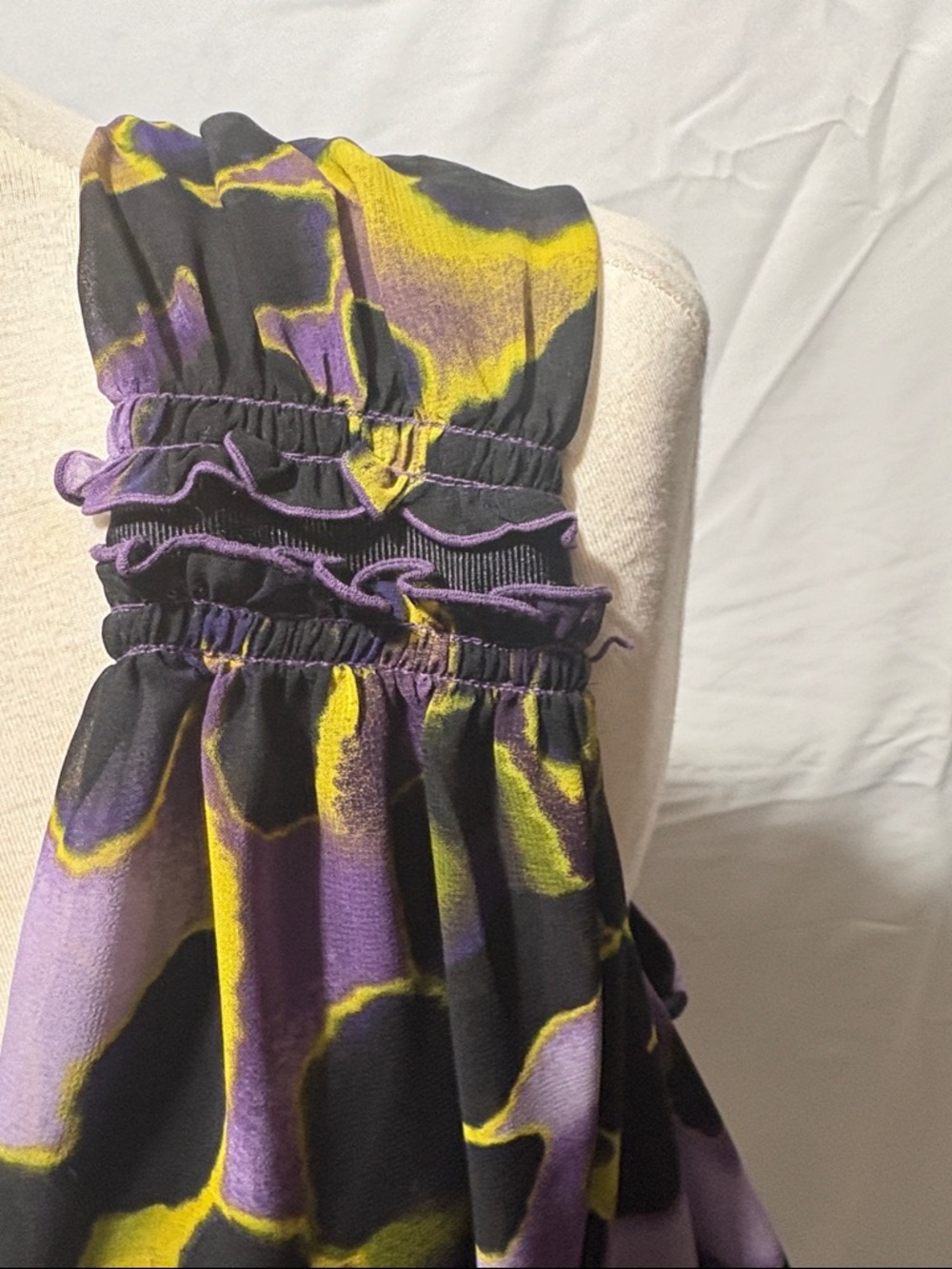 Draped Cowl Neck Tank Top - Purple Floral Print - Picture 2 of 5